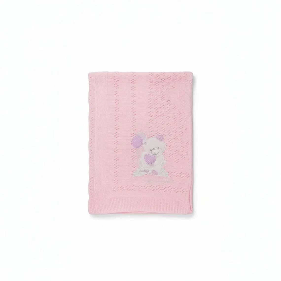 Manta Tejida Diseño Osito Bordado 4