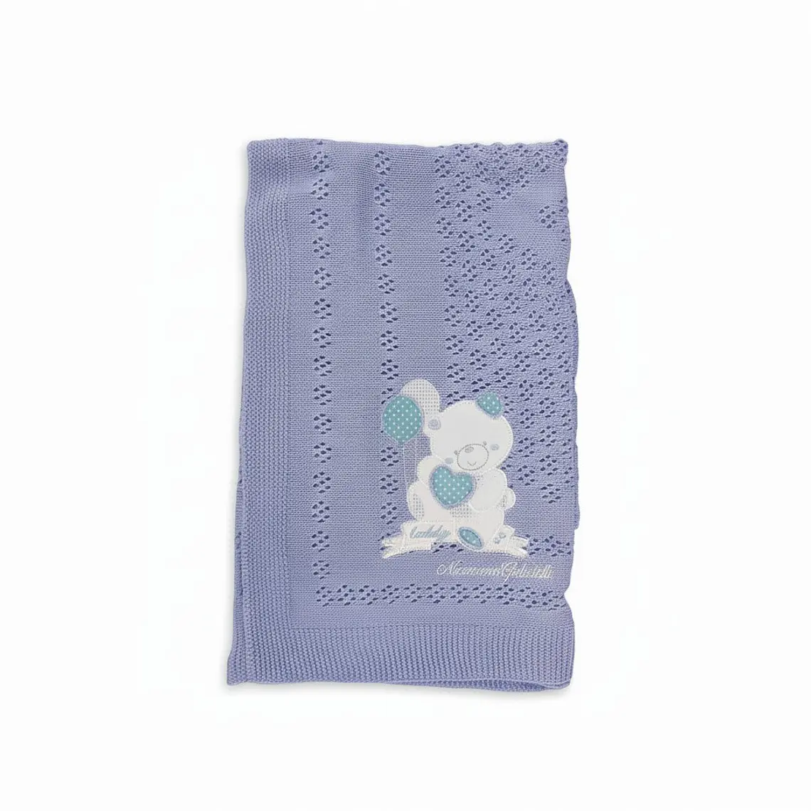 Manta Tejida Diseño Osito Bordado 5