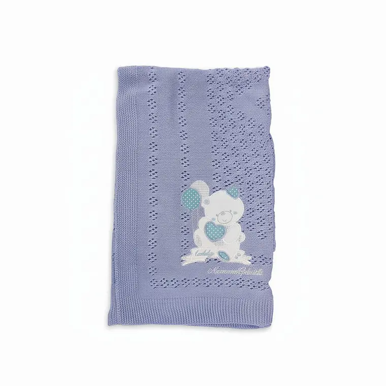 Manta Tejida Diseño Osito Bordado 5