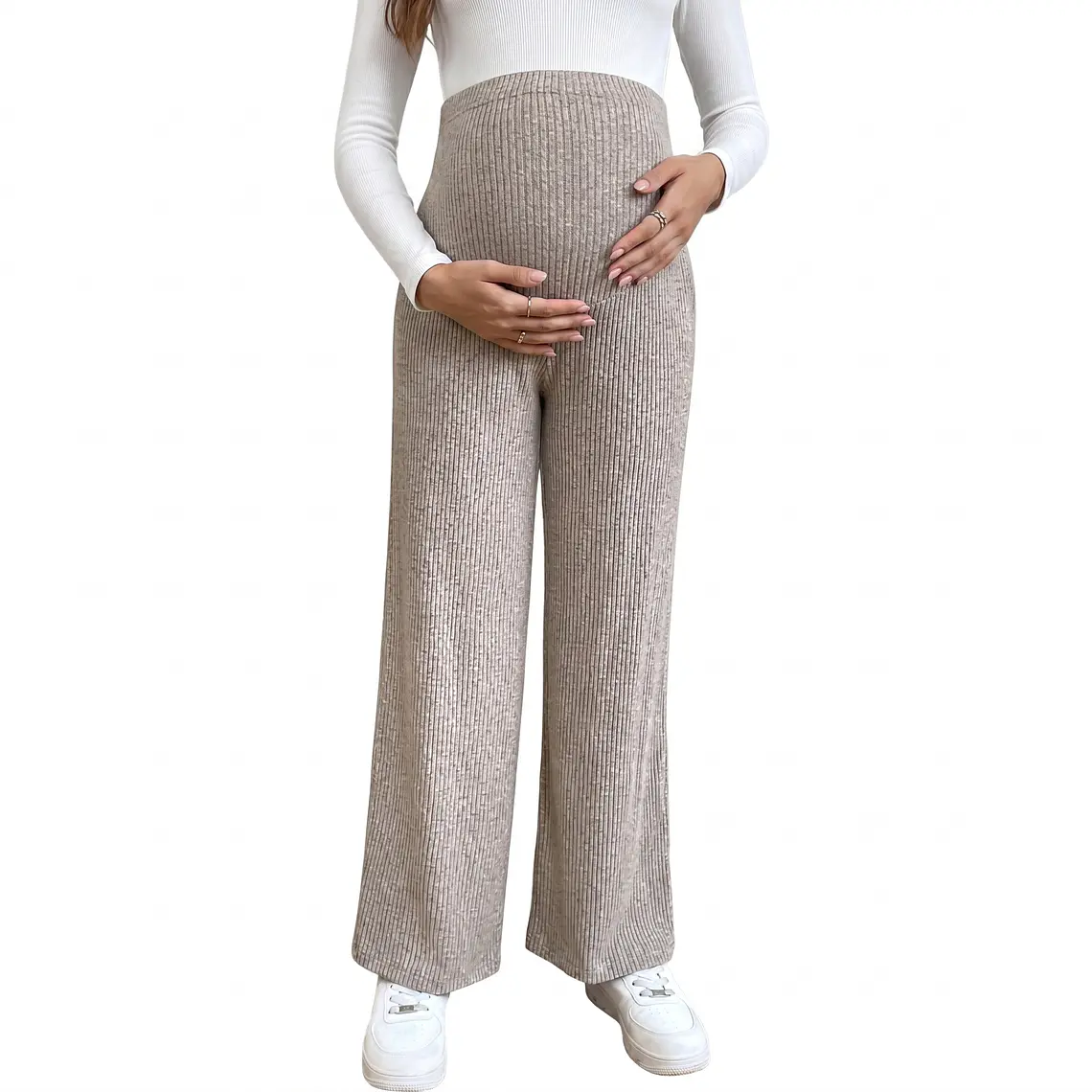 Pantalón Maternal con Pretina Ajustable Beige 5