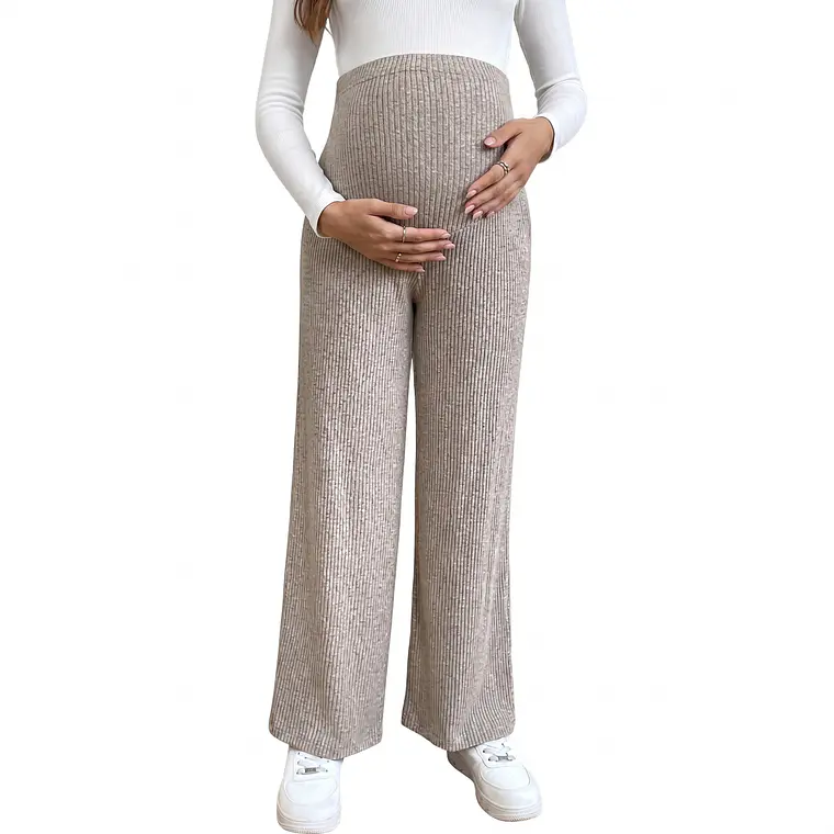 Pantalón Maternal con Pretina Ajustable Beige 5