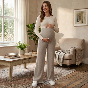 Pantalón Maternal con Pretina Ajustable Beige