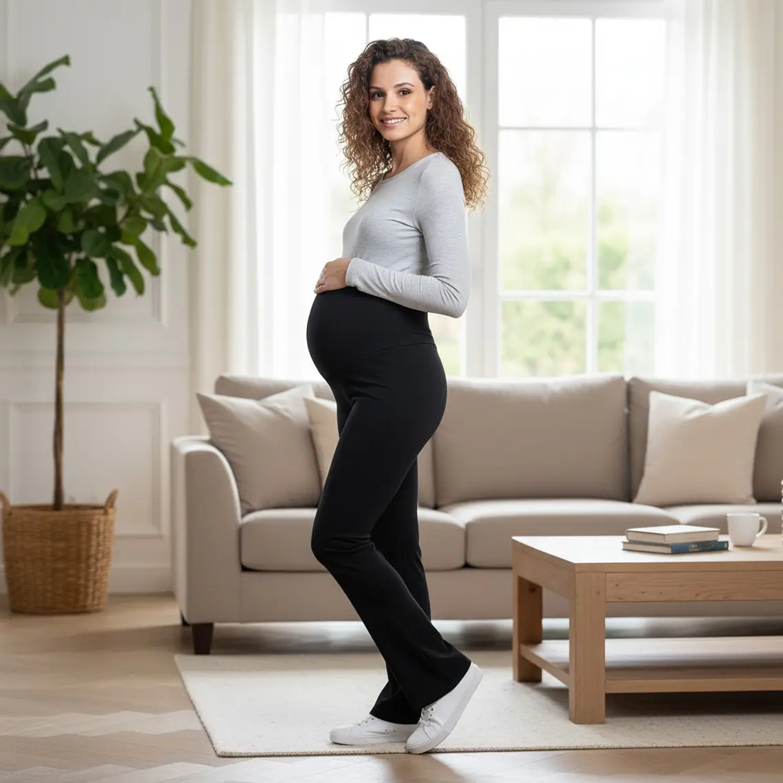 Calza Flare Maternal Forrada en Microchiporro 2