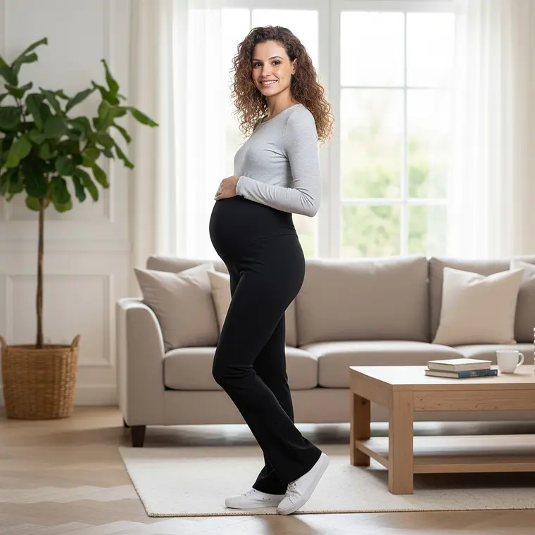 Calza Flare Maternal Forrada en Microchiporro 2