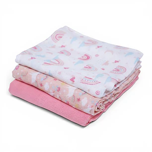Set de 3 Pañales de Algodón Unicornios