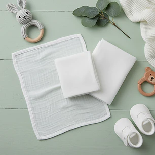 Set de 3 Pañales de Algodón Blancos