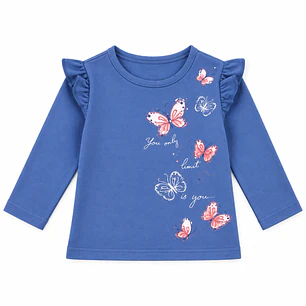 Polera Manga Larga Mariposas Lila