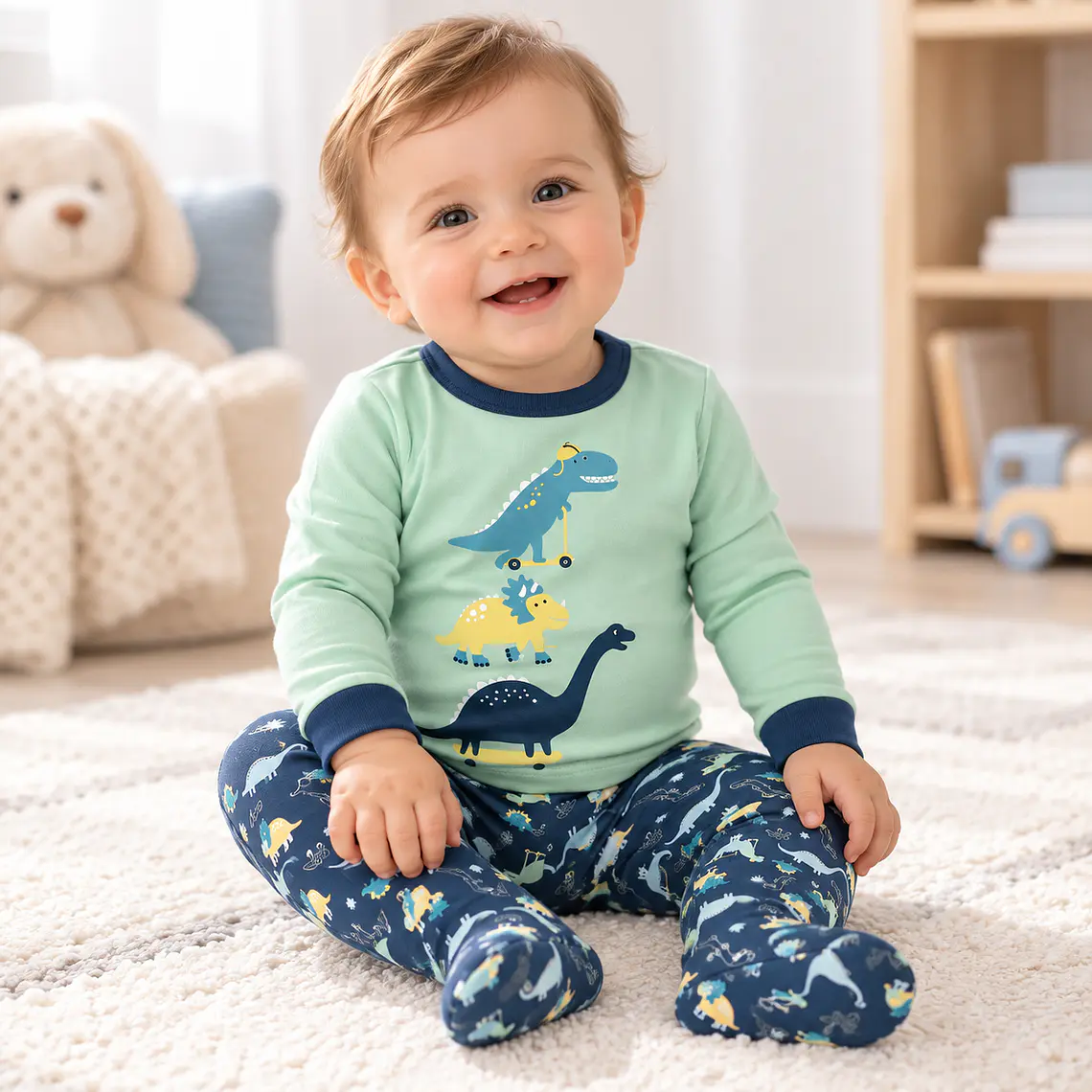 Pijama Algodón Afranelado Dinosaurios 1