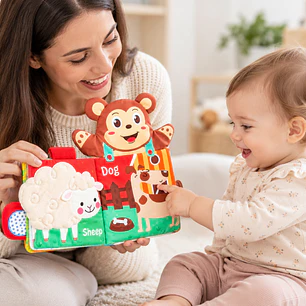 Libro Sensorial de Tela con Títere de Animalitos