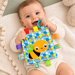 Mantita Sensorial con Etiquetas y Mordedor para Bebés
