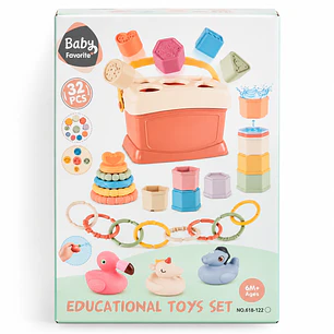Set de Juguetes Sensoriales de Encaje y Apilamiento para Bebés