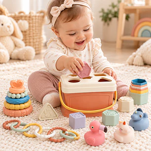 Set de Juguetes Sensoriales de Encaje y Apilamiento para Bebés