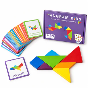 Rompecabezas Tangram de Madera con Tarjetas de Desafíos