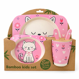 Set de Vajilla Infantil de Fibra de Bambú – 5 Piezas