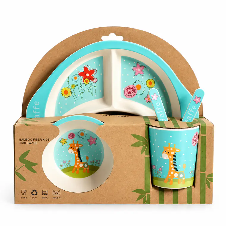 Set de Vajilla Infantil de Fibra de Bambú – 5 Piezas 3