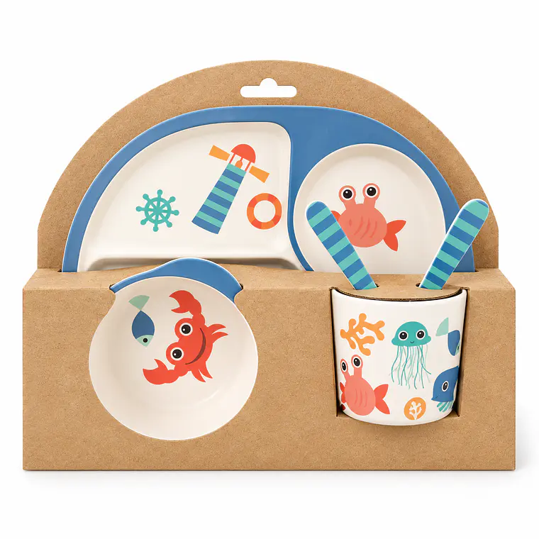 Set de Vajilla Infantil de Fibra de Bambú – 5 Piezas 4