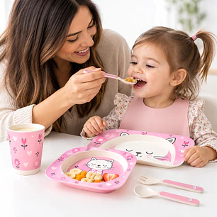 Set de Vajilla Infantil de Fibra de Bambú – 5 Piezas