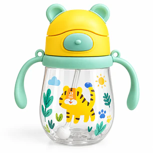 Botella de Agua Infantil con Bombilla, Asas y Correa – 250 ml