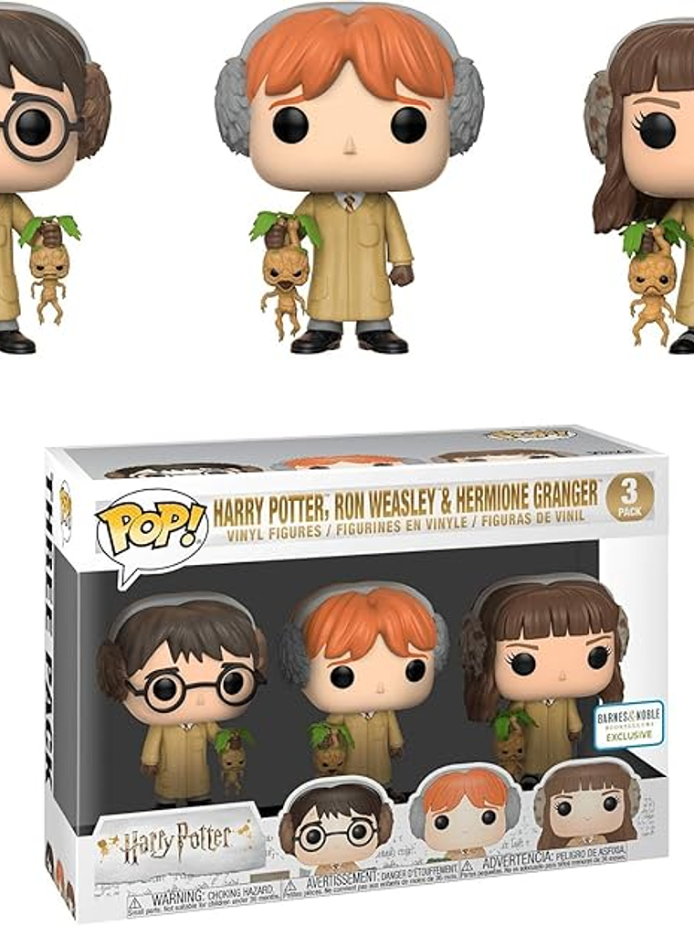 Funko Pop! 3 Pack Herbología - Harry, Hermione & Ron | Harry Potter 1
