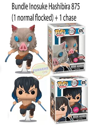 Bundle Funko Pop! Inosuke Hashibira 875 (1 normal Flocked + 1 Flocked Chase) | Demon Slayer Kimetsu No Yaiba