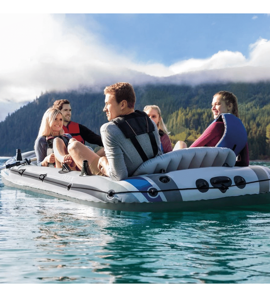 Bote Inflable Intex Excursion 5 Set + Remos + Inflador Capacidad 600 Kg