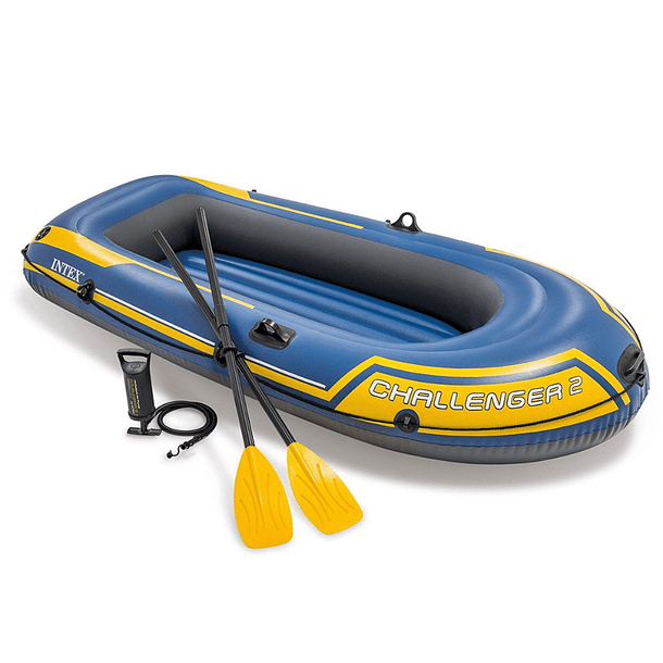 Bote Inflable Intex Challenger 2 Set + Remos + Inflador Capacidad 200 Kg