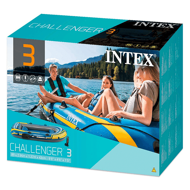 Bote Inflable Intex Challenger 3 Set + Remos + Inflador Capacidad 320 Kg 6