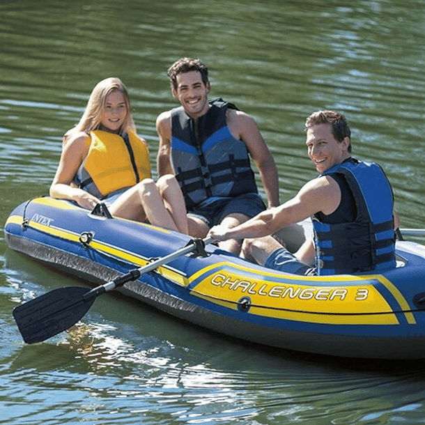 Bote Inflable Intex Challenger 3 Set + Remos + Inflador Capacidad 320 Kg 9