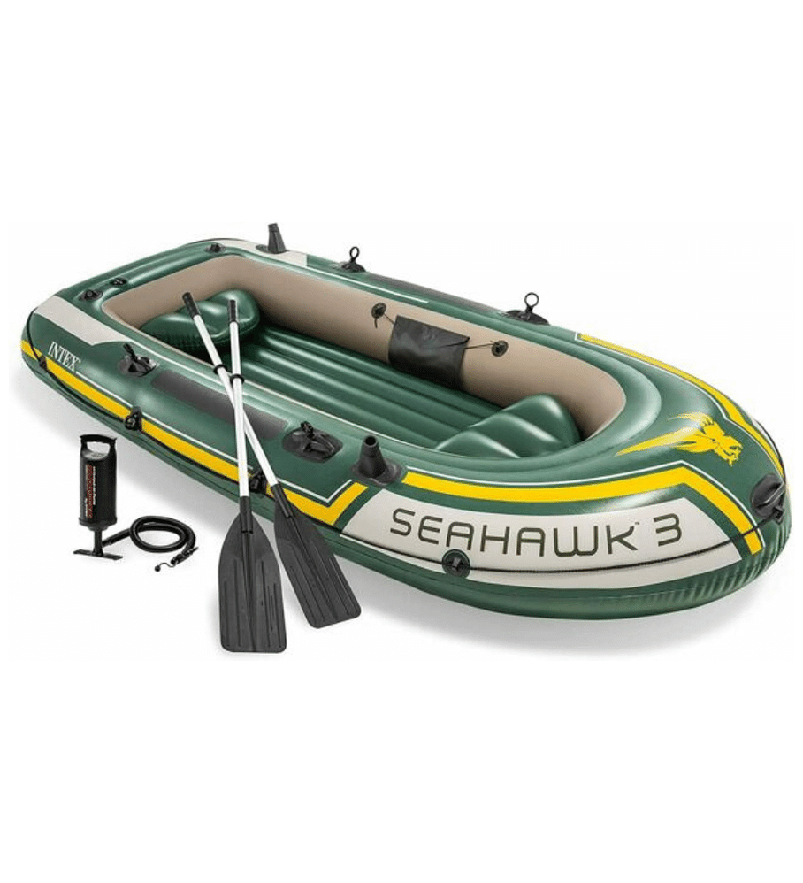 Bote Inflable Intex Seahawk 3 Set + Remos + Inflador Capacidad 360 Kg