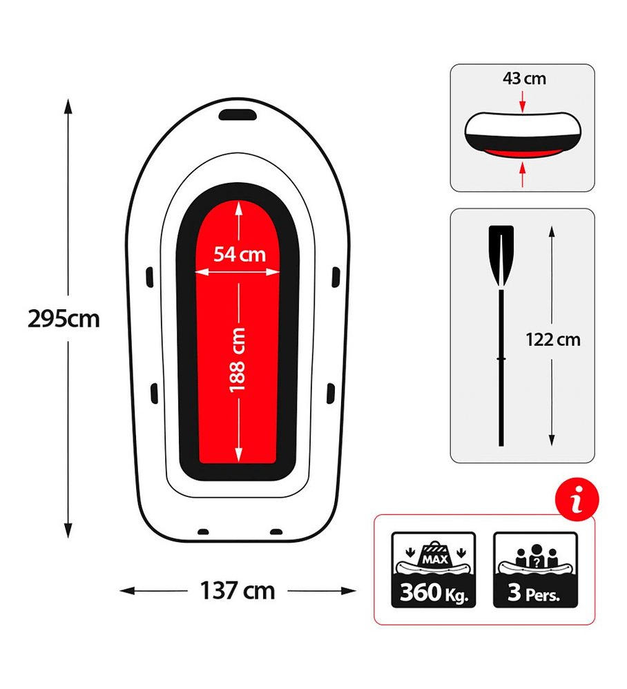 Bote Inflable Intex Seahawk 3 Set + Remos + Inflador Capacidad 360 Kg