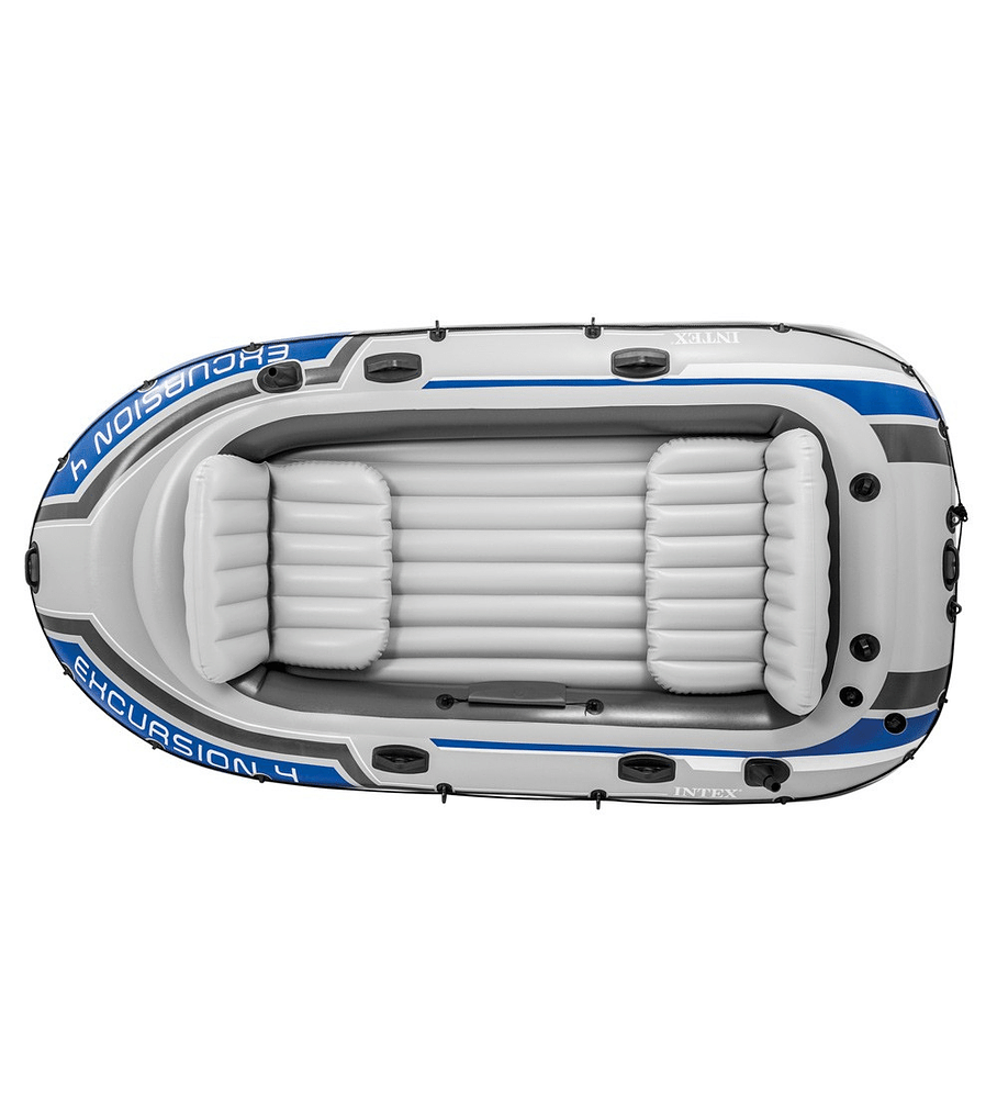 Bote Inflable Intex Excursion 4 Set + Remos + Inflador Capacidad 500 Kg