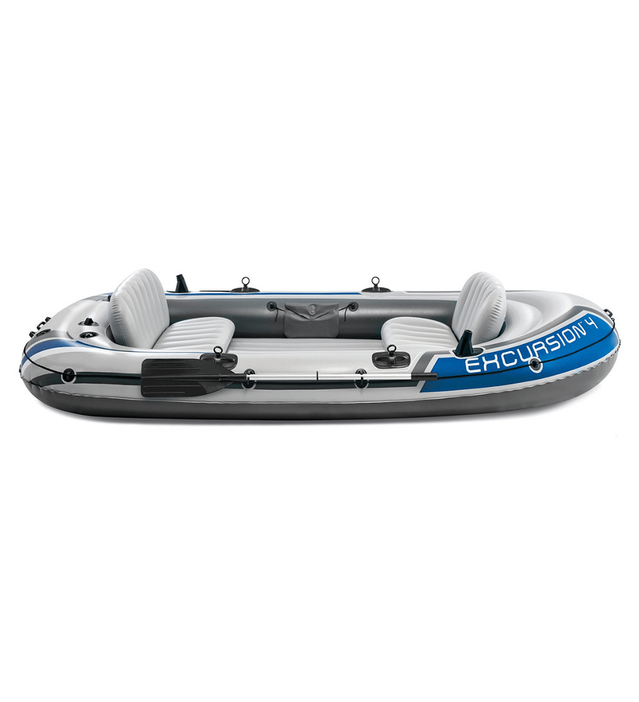 Bote Inflable Intex Excursion 4 Set + Remos + Inflador Capacidad 500 Kg