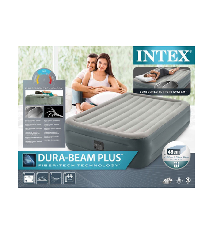 Colchón Hinchable Eléctrico Intex Rest Bed Fiber Tech 2 personas - 66424 