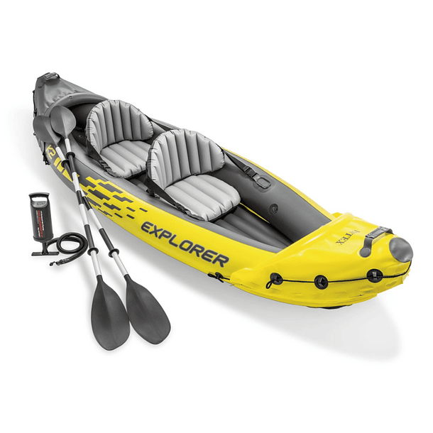 Kayak Inflable Intex Explorer K2 Set Capacidad 2 Personas + Remos + Inflador