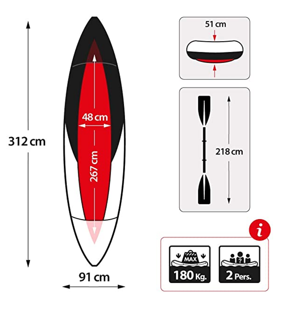 Kayak Inflable Intex Explorer K2 Set Capacidad 2 Personas + Remos + Inflador