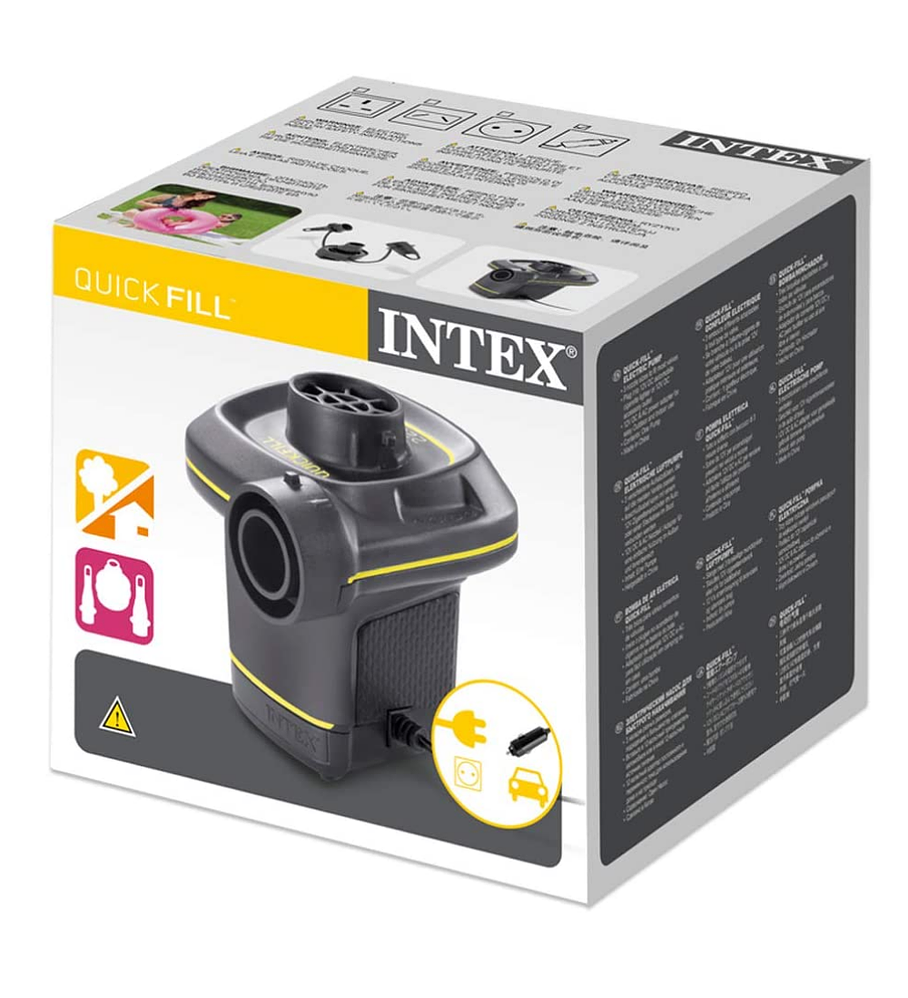 Inflador Eléctrico Intex Corriente 220-240V + Adaptador de Auto 12 V Quick-Fill AC/DC