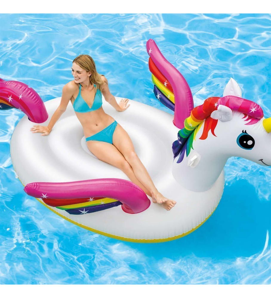 Flotador Inflable Diseño Intex Mega Unicornio 251x163x145 Cm Unicorn