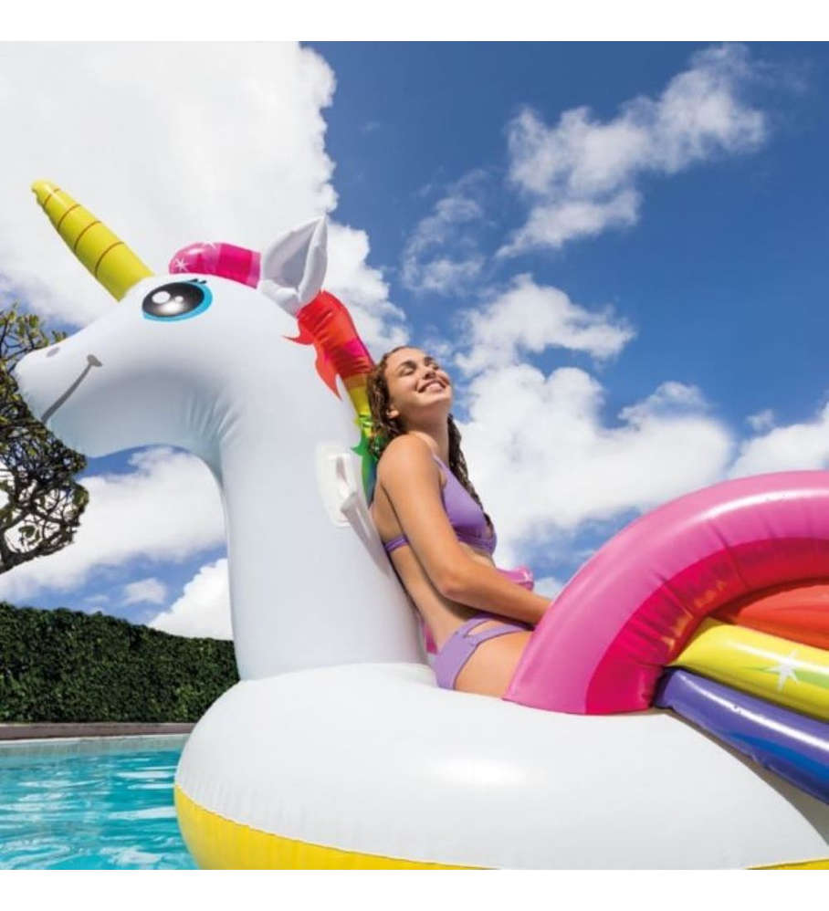 Flotador Inflable Diseño Intex Mega Unicornio 251x163x145 Cm Unicorn