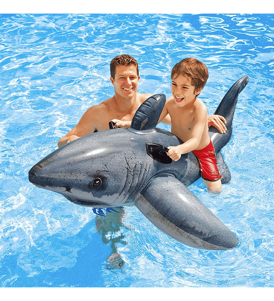 Flotador Inflable Diseño Intex Tiburón Realista 173x107 Cm Grey White Shark