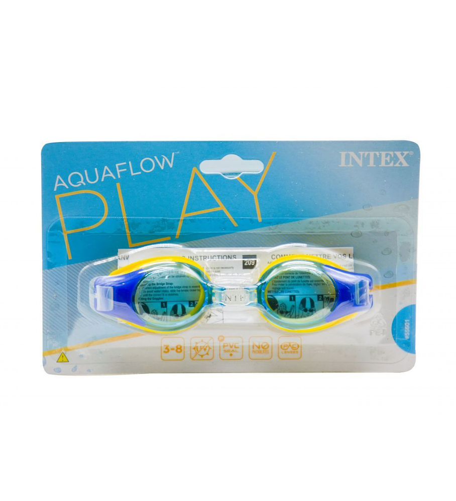 Lentes de Agua Niño Intex Anteojos Natación Junior Goggle Azul Amarillo