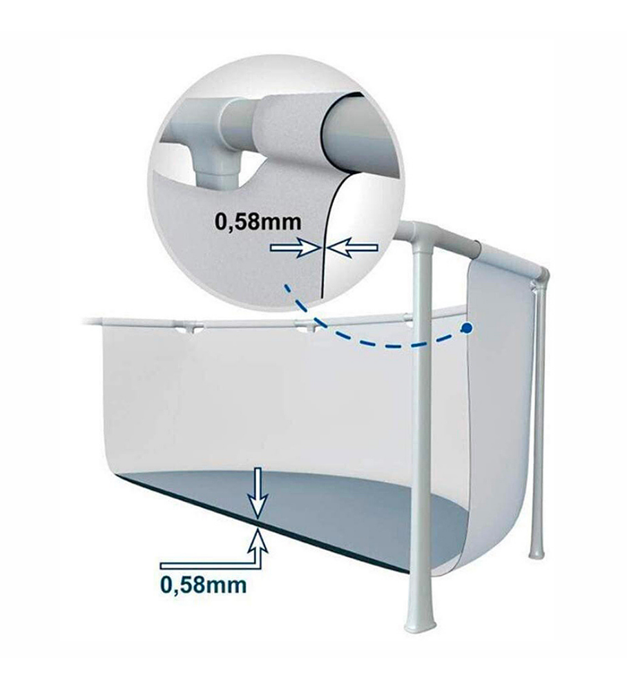 Piscina Estructural Intex Prisma Frame Set 488x244x107 Cm + Bomba + Escalera + Cobertor + Base