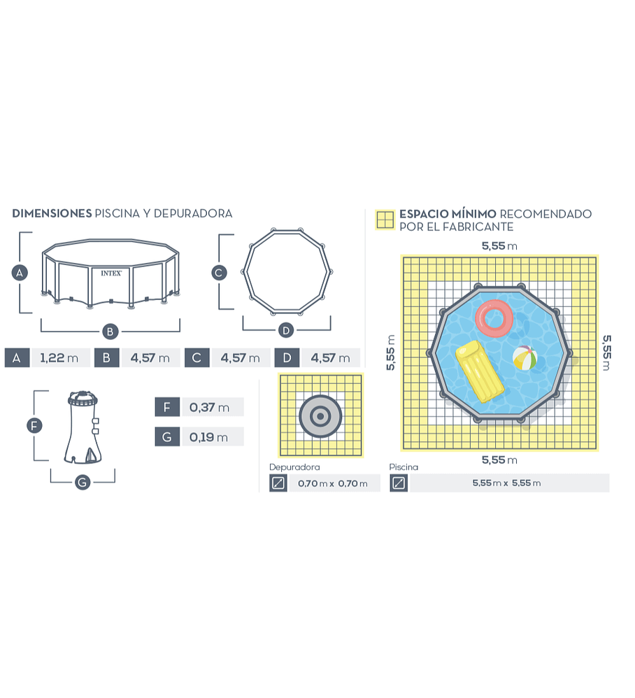 Piscina Estructural Intex Prisma Frame Set 457x122 Cm + Bomba