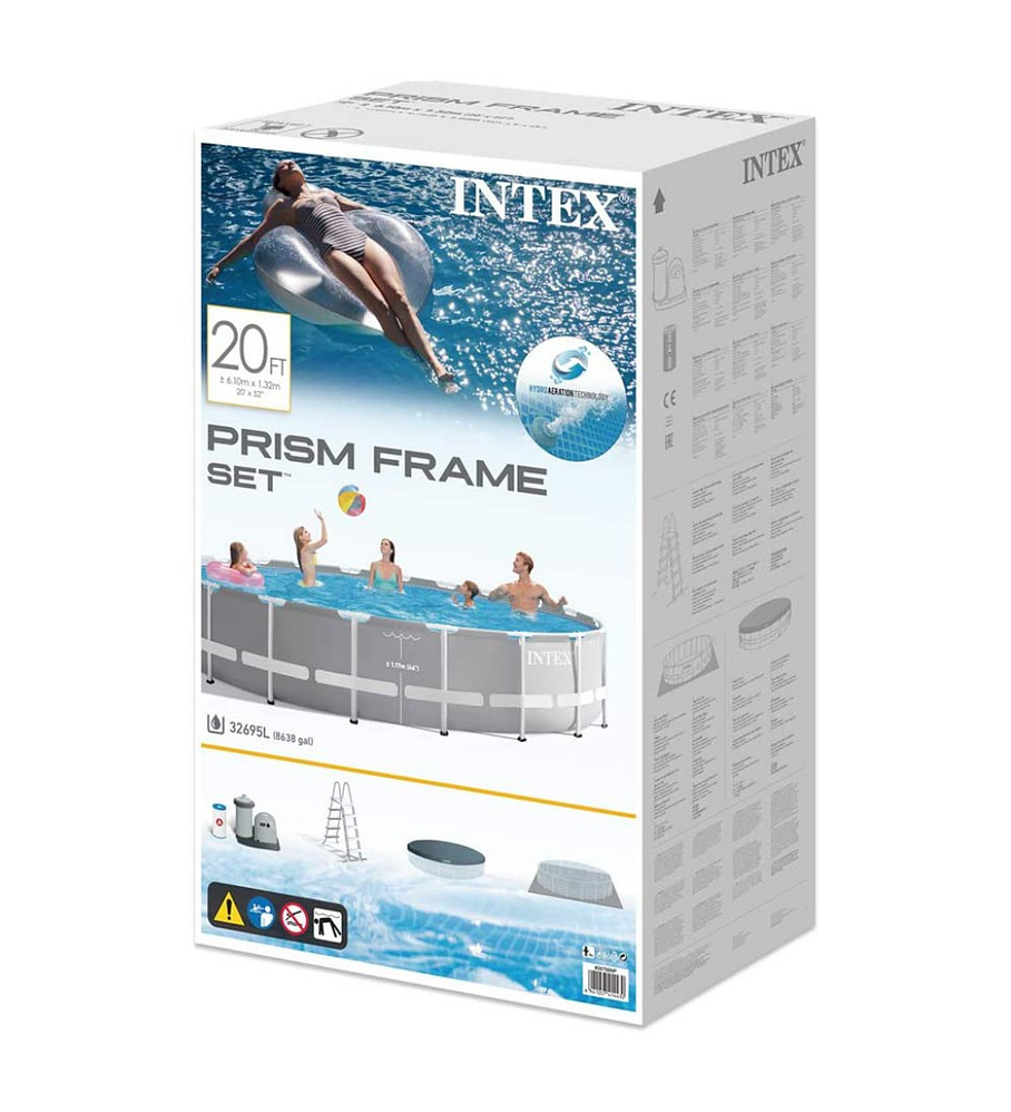 Piscina Estructural Intex Prisma Frame Set 610x132 Cm + Bomba + Escalera + Cobertor + Base