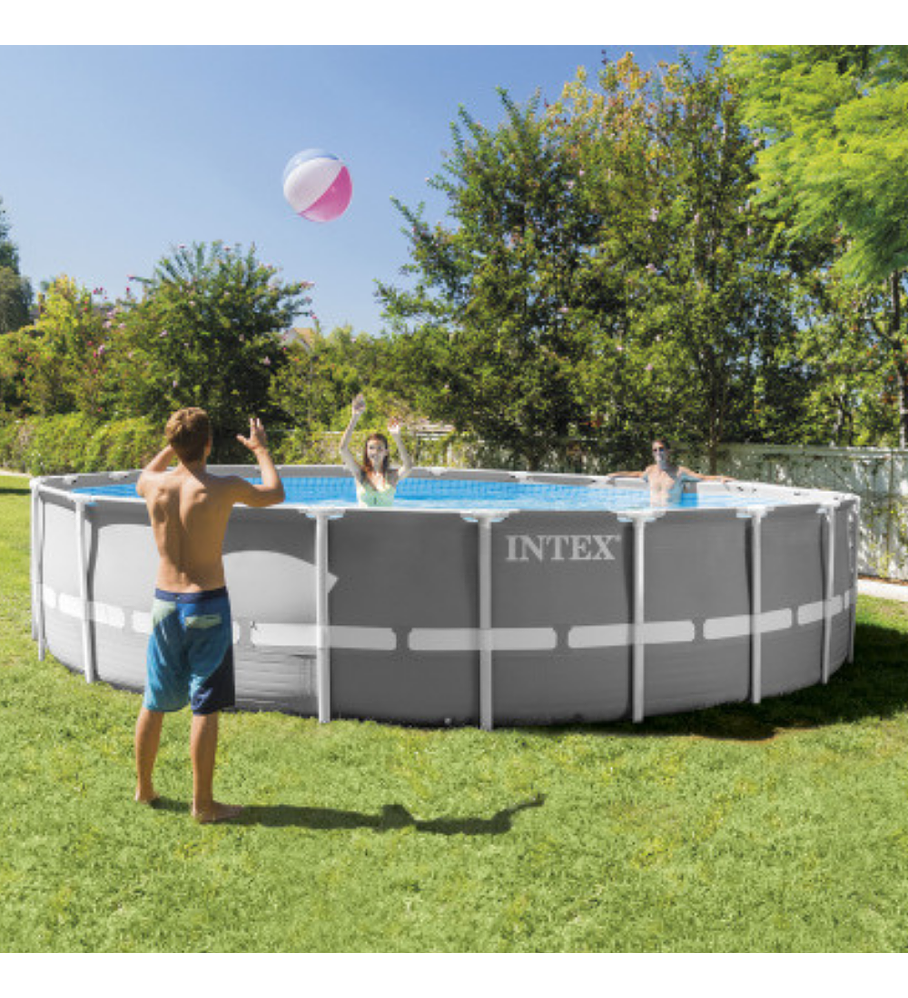 Piscina Estructural Intex Prisma Frame Set 610x132 Cm + Bomba + Escalera + Cobertor + Base