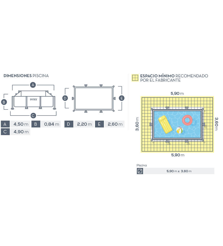 Piscina Estructural Intex Small Frame Set 450x220x84 Cm + Bomba