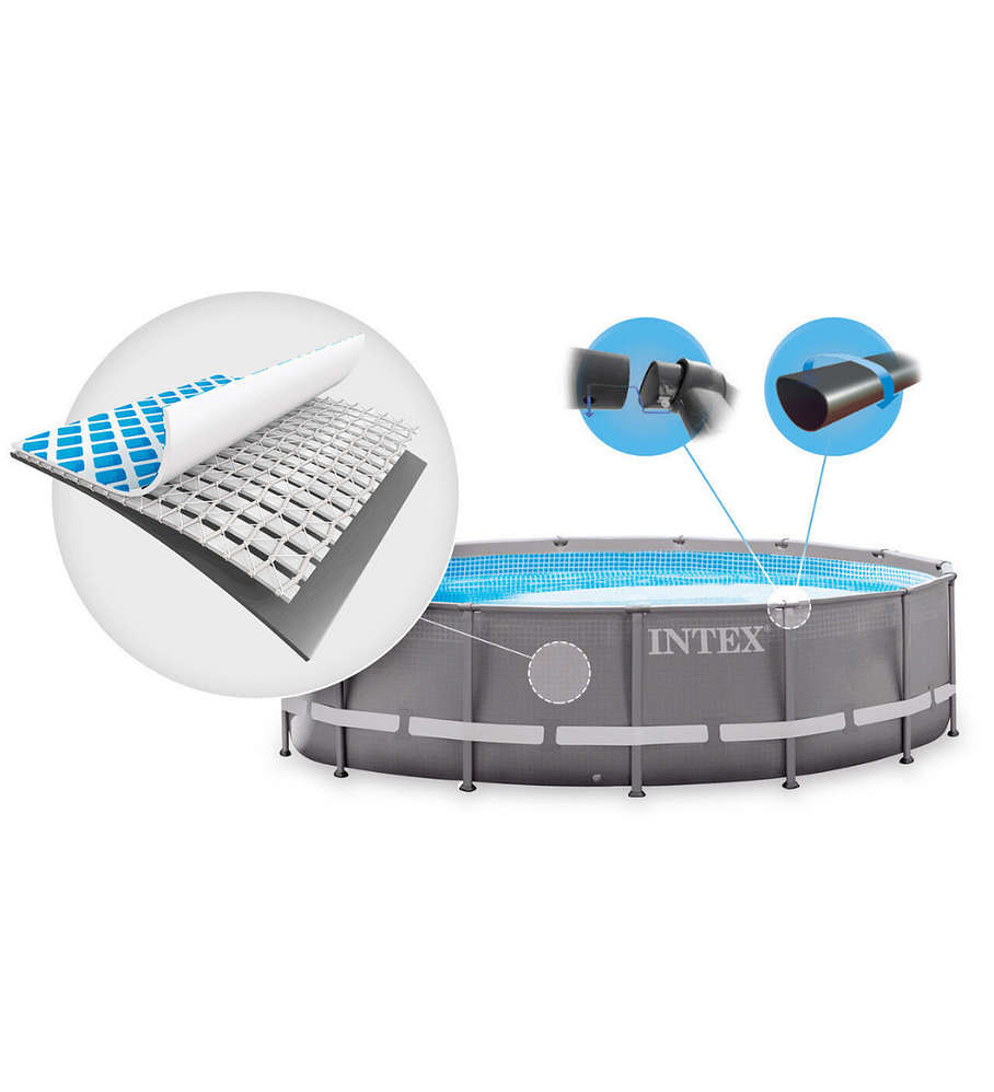 Piscina Estructural Intex Ultra XTR Frame Set 732x132 Cm + Bomba + Escalera + Cobertor + Base