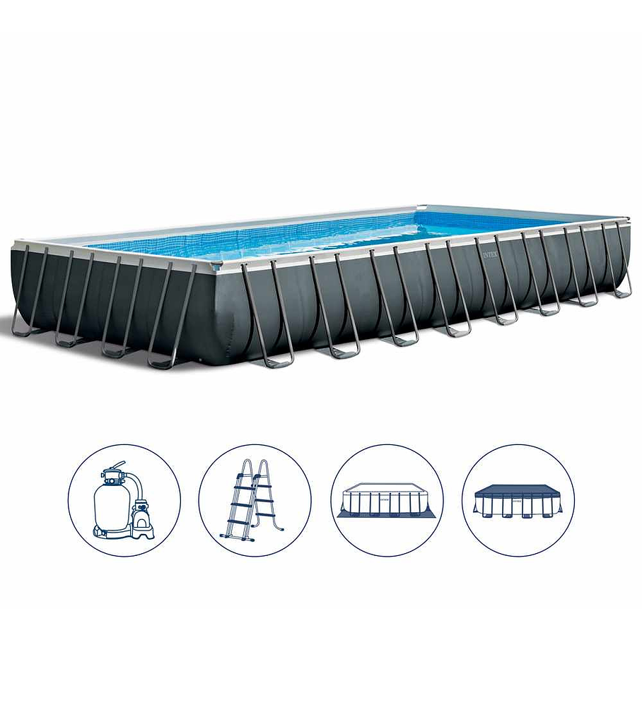 Piscina Estructural Intex Ultra XTR Frame Set 975x488x132 Cm + Bomba + Escalera + Cobertor + Base