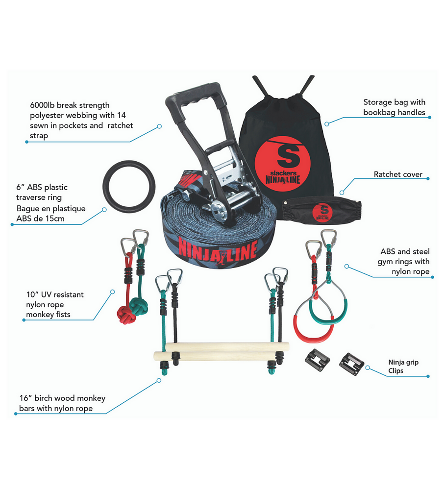 Set de Juego Obstáculos Ninjaline 11 m Slackers Intro Kit 36 Ft