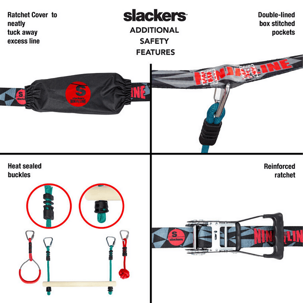 Set de Juego Obstáculos Ninjaline 11 m Slackers Intro Kit 36 Ft 9