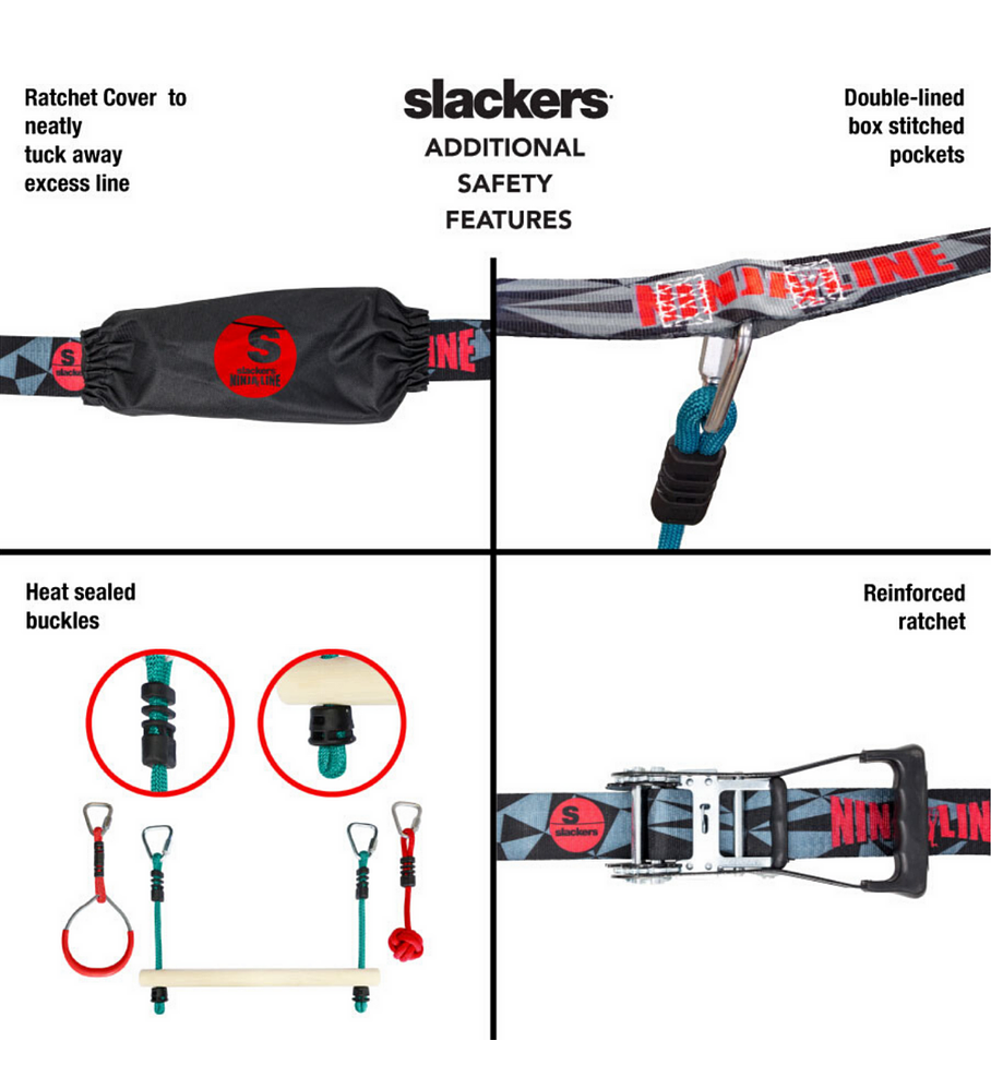 Set de Juego Obstáculos Ninjaline 11 m Slackers Intro Kit 36 Ft